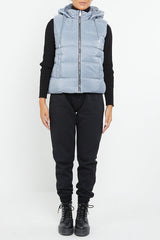 HOODED PADDED GILET JACKET-GREY