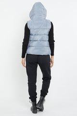 HOODED PADDED GILET JACKET-GREY