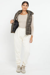 HOODED PADDED GILET JACKET-KHAKI