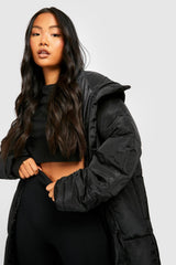 HOODED LONGLINE PUFFER JACKET