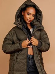 HOODED LONGLINE PUFFER JACKET