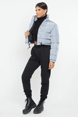 PADDED CROP PUFFER JACKET- GREY