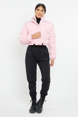 PADDED CROP PUFFER JACKET- PINK