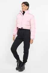 PADDED CROP PUFFER JACKET- PINK