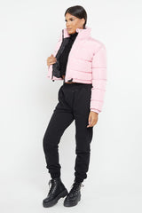 PADDED CROP PUFFER JACKET- PINK