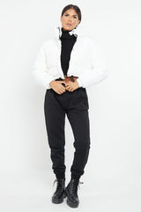 PADDED CROP PUFFER JACKET- WHITE