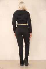 Cropped Zipper Hoodie Cuffed Joggers Lounge Wear