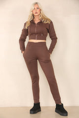 Cropped Zipper Hoodie Cuffed Joggers Lounge Wear